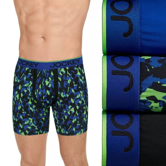 Jockey ActiveMicro Stretch Blue Boxer Briefs 3-Pack Chafe Proof Pouch XL NEW - Picture 1 of 8